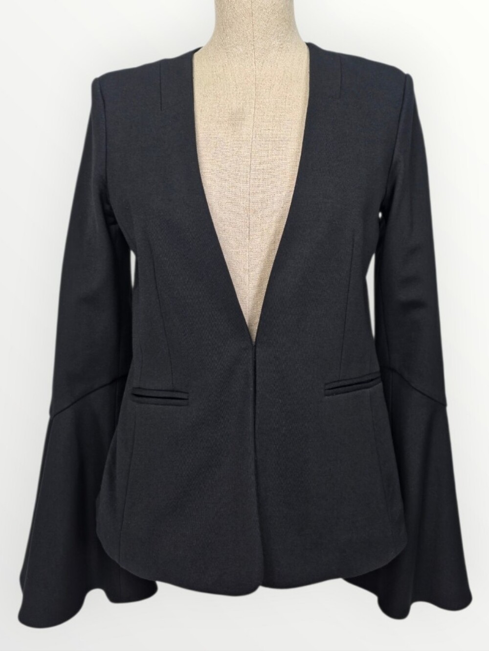 Anthropologie Cartonnier Volume Bell Sleeve Blazer Jacket Black XS